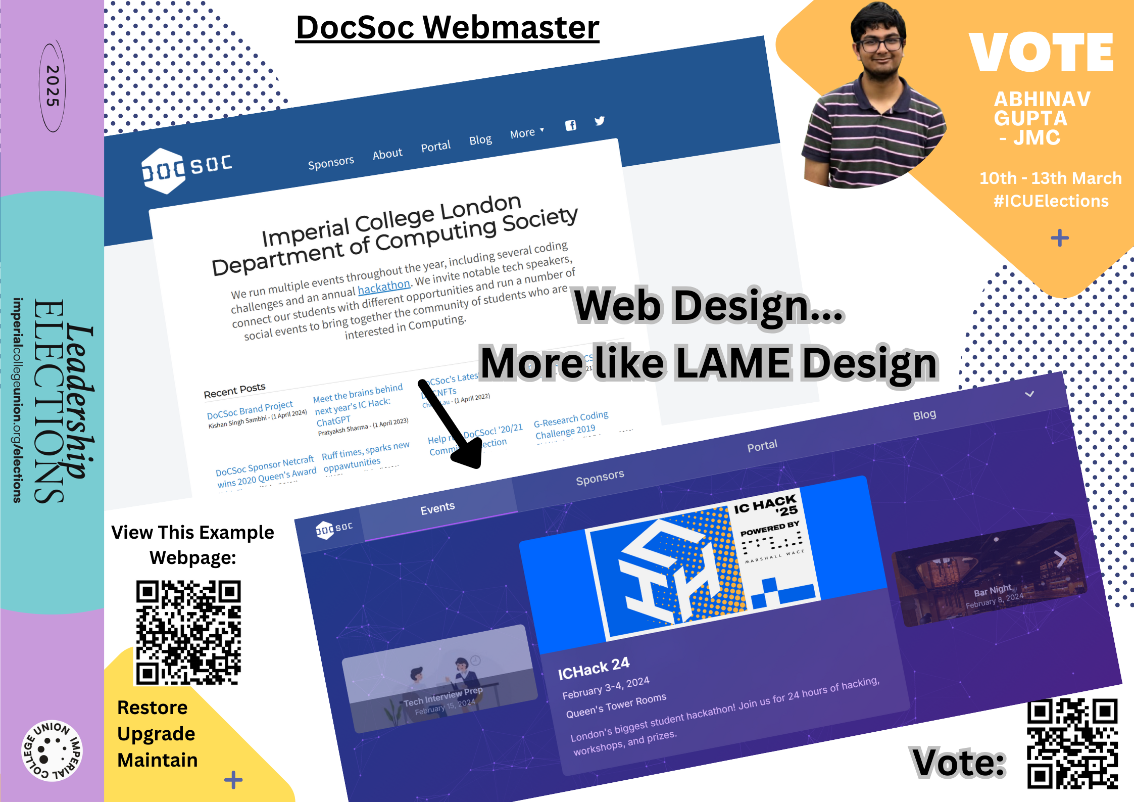 Campaign Poster showing current DocSoc website design